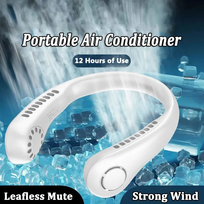 Bladeless Portable Neck Fan – 360° Hands-Free USB Rechargeable Cooling Fan