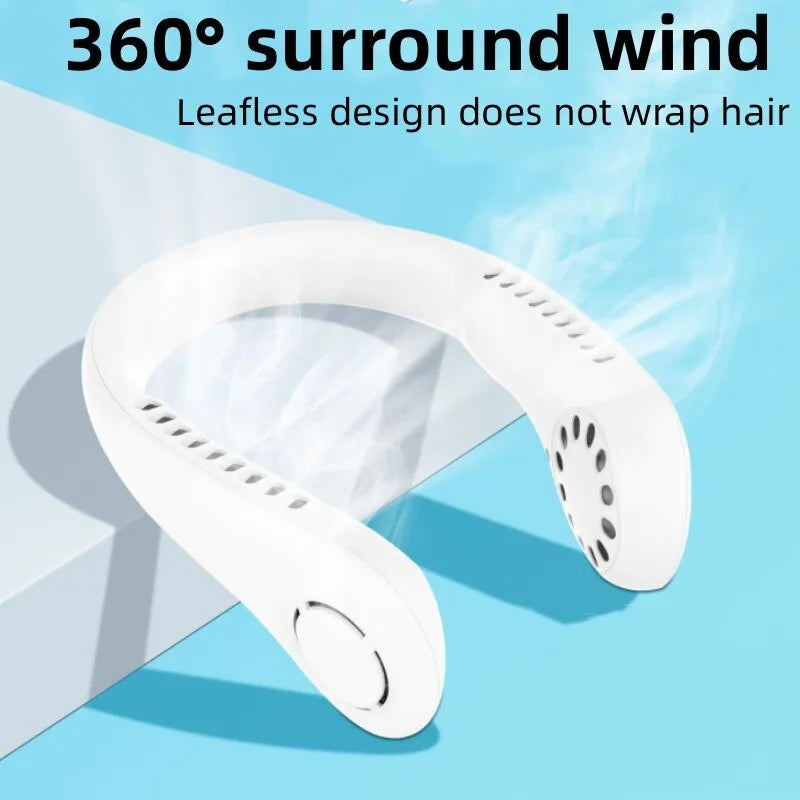 Bladeless Portable Neck Fan – 360° Hands-Free USB Rechargeable Cooling Fan