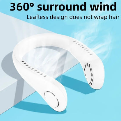 Bladeless Portable Neck Fan – 360° Hands-Free USB Rechargeable Cooling Fan