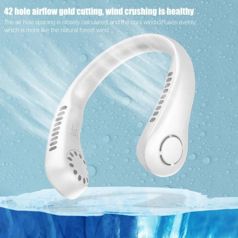 Bladeless Portable Neck Fan – 360° Hands-Free USB Rechargeable Cooling Fan