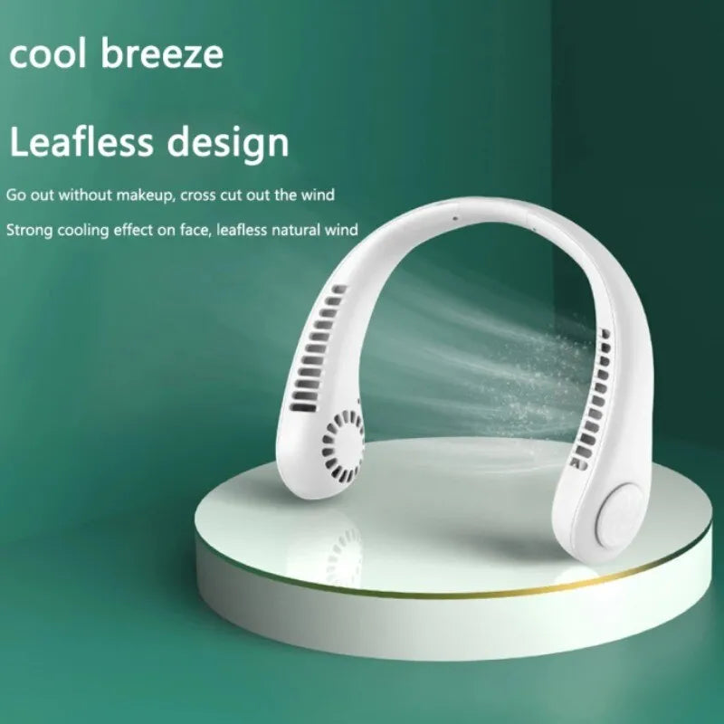 Bladeless Portable Neck Fan – 360° Hands-Free USB Rechargeable Cooling Fan