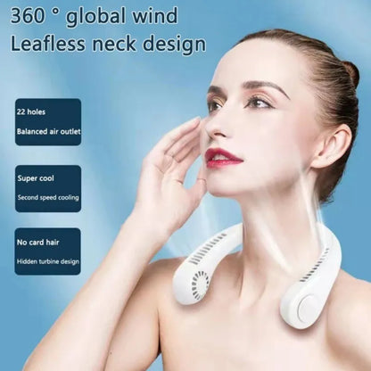 Bladeless Portable Neck Fan – 360° Hands-Free USB Rechargeable Cooling Fan