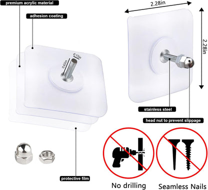 10-Pack Punch-Free Adhesive Wall Screws for Home & Kitchen