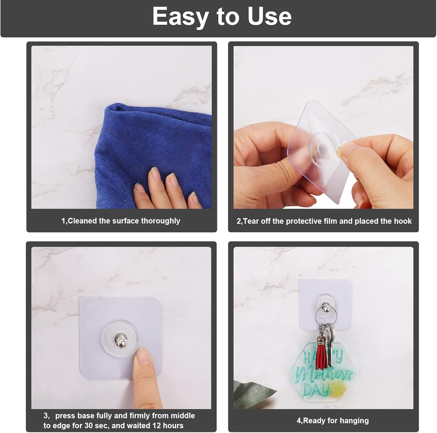 10-Pack Punch-Free Adhesive Wall Screws for Home & Kitchen