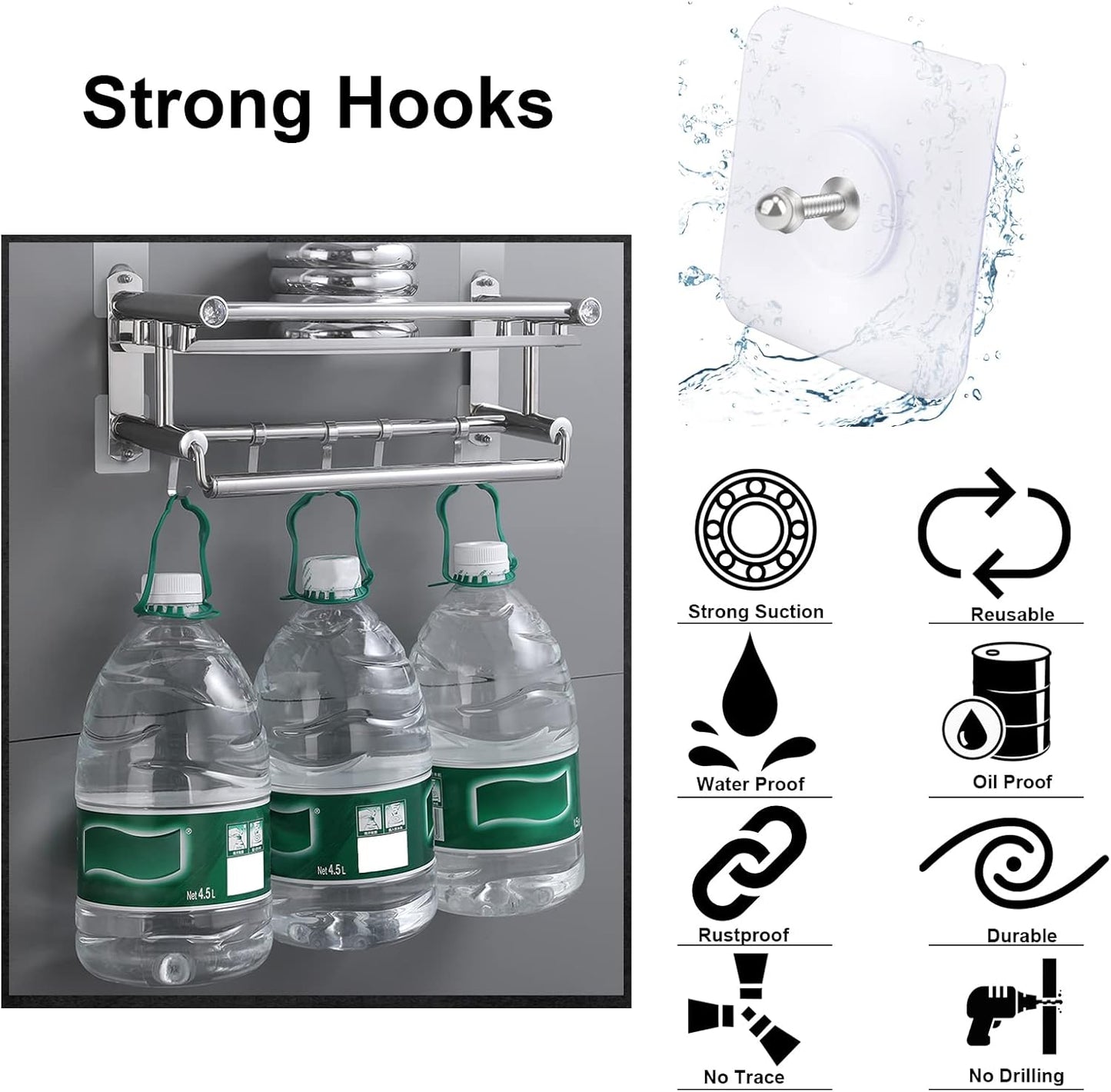 10-Pack Punch-Free Adhesive Wall Screws for Home & Kitchen
