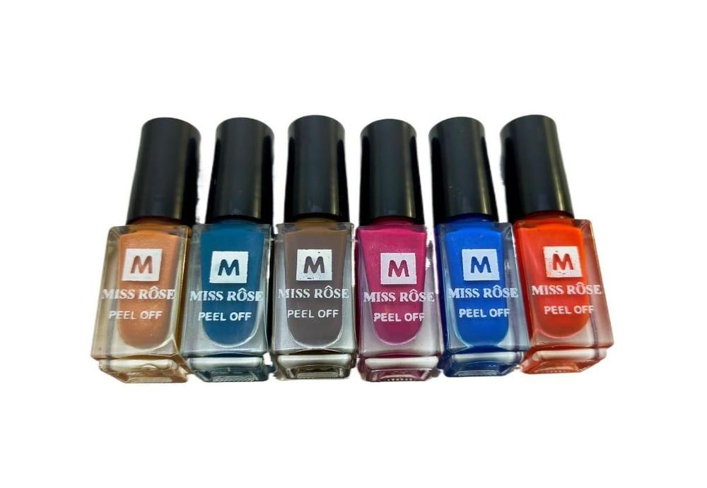 Miss Rose Peel-Off Nail Polish - Pack of 12 (Random Vibrant Colors)