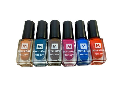 Miss Rose Peel-Off Nail Polish - Pack of 12 (Random Vibrant Colors)