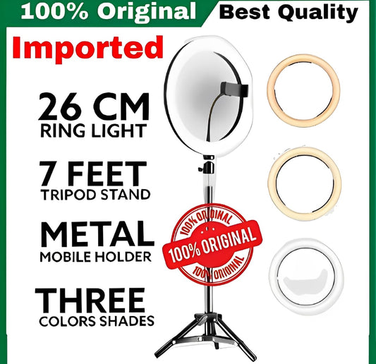 ProStream™ 26cm LED Ring Light – 7ft Tripod & Mobile Holder Set