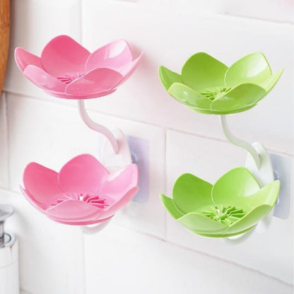 Self-Draining Lotus Soap Dish – Double Layer Waterproof Bathroom Soap Stand