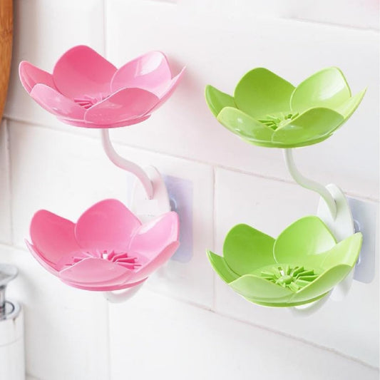 Self-Draining Lotus Soap Dish – Double Layer Waterproof Bathroom Soap Stand
