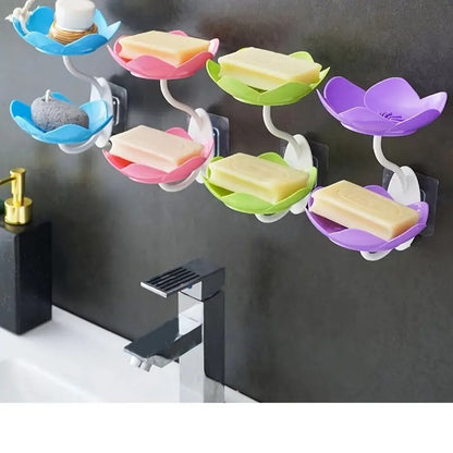 Self-Draining Lotus Soap Dish – Double Layer Waterproof Bathroom Soap Stand