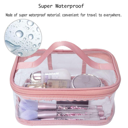 Transparent Travel Makeup & Brush Organizer - Pink
