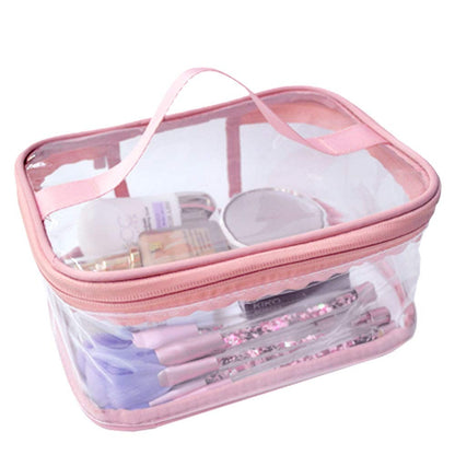 Transparent Travel Makeup & Brush Organizer - Pink