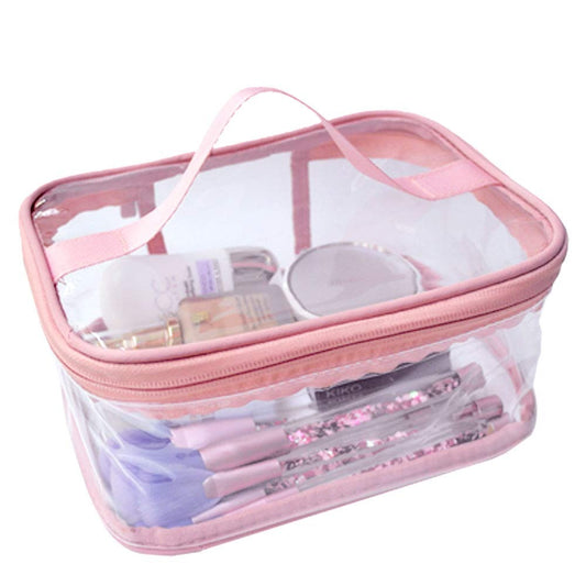 Transparent Travel Makeup & Brush Organizer - Pink