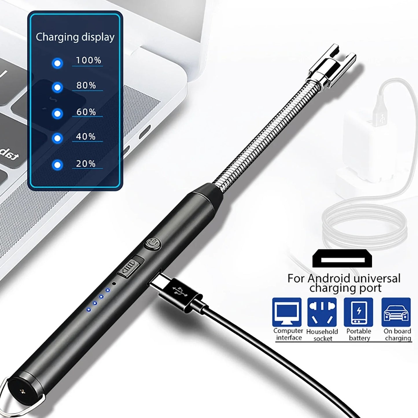 360° Flexible Arc Lighter – USB Rechargeable & Windproof
