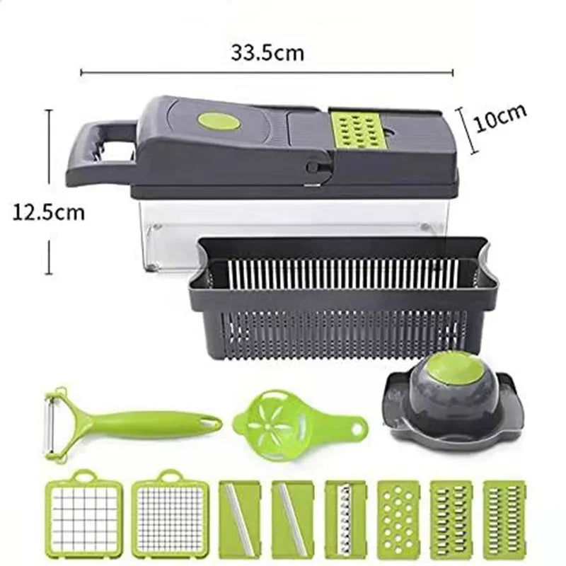 16-In-1 Multifunctional Vegetable Chopper & Mandoline Slicer with Container