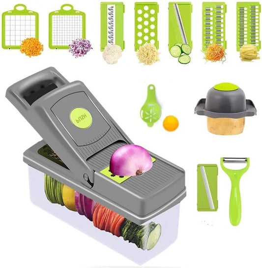 16-In-1 Multifunctional Vegetable Chopper & Mandoline Slicer with Container