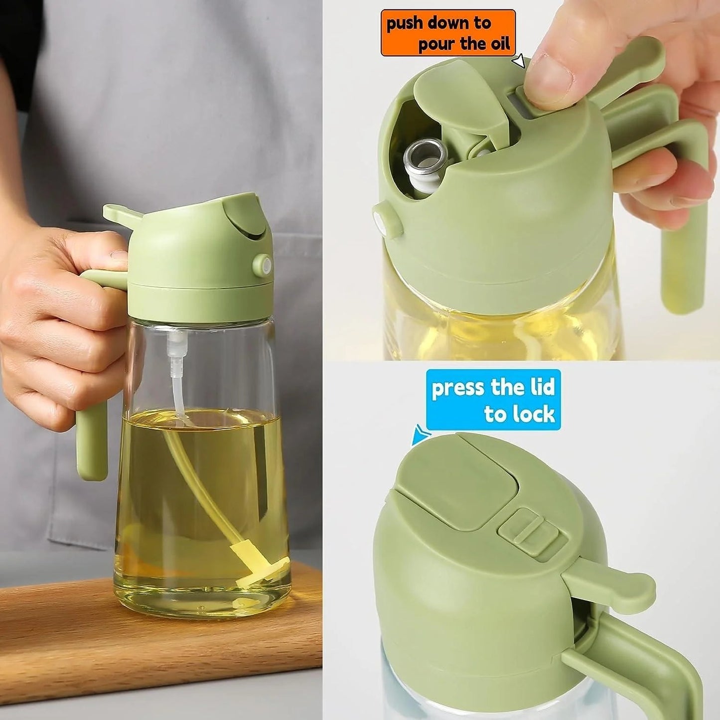 2-in-1 Premium Oil Spray & Pour Bottle