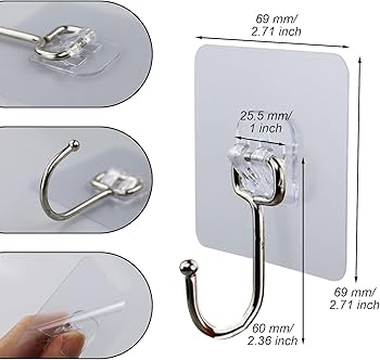 Transparent Self-Adhesive Wall Hooks (Pack of 10)