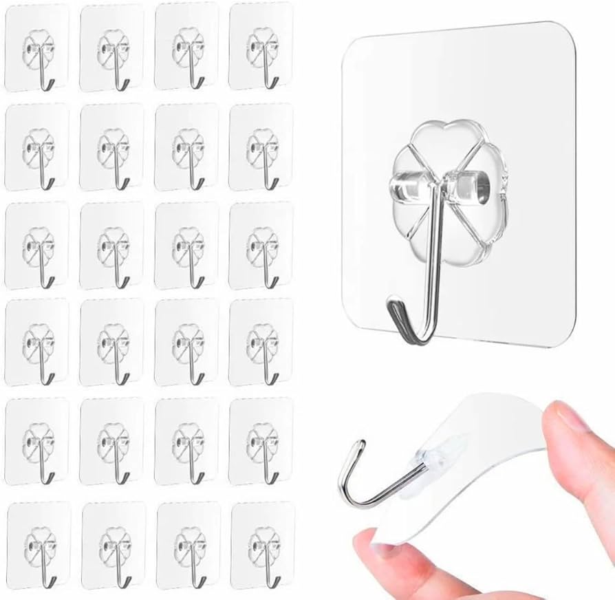 Transparent Self-Adhesive Wall Hooks (Pack of 10)