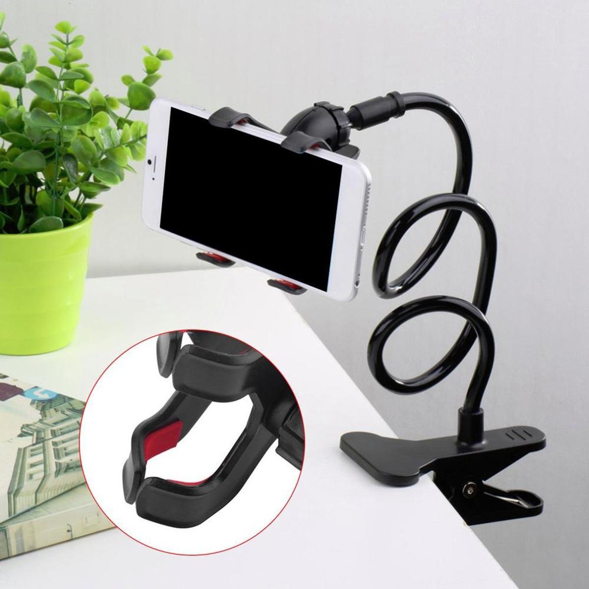 360° Rotating Lazy Phone Stand – Universal Bedside Snake Holder