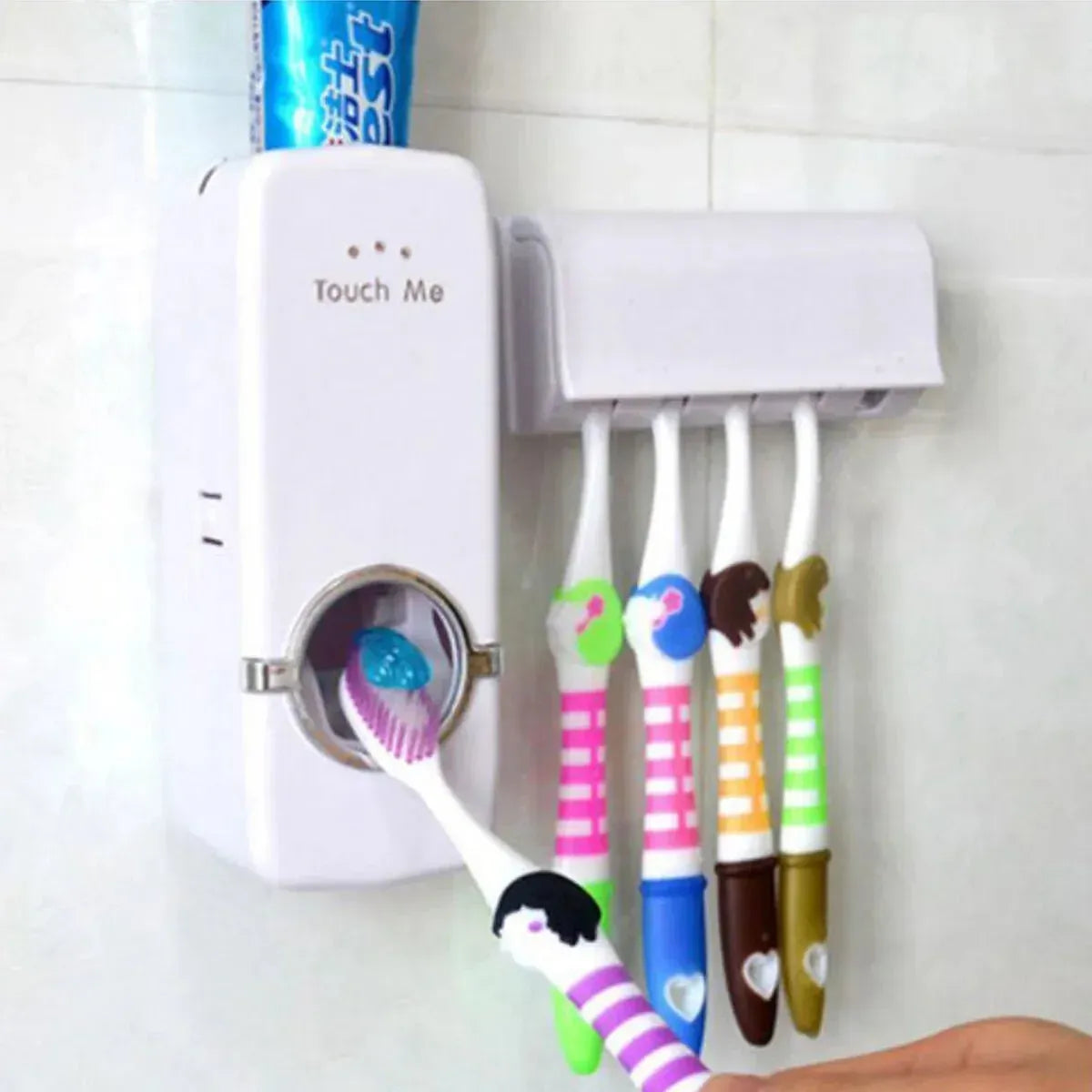 Automatic Toothpaste Dispenser & Toothbrush Holder