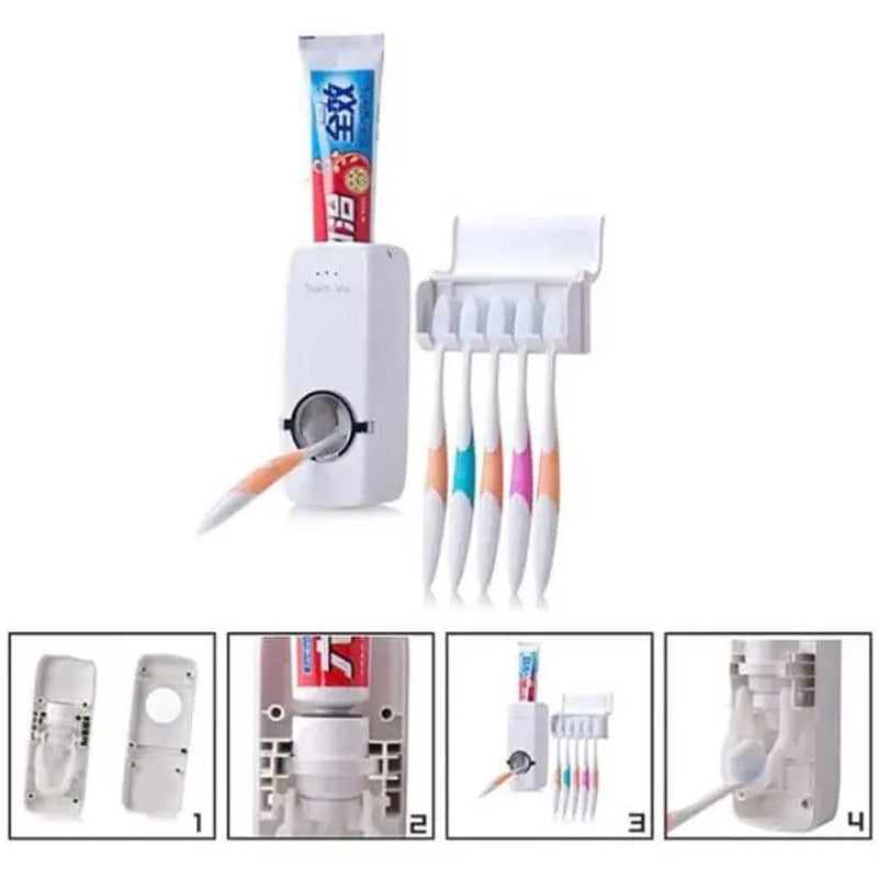 Automatic Toothpaste Dispenser & Toothbrush Holder