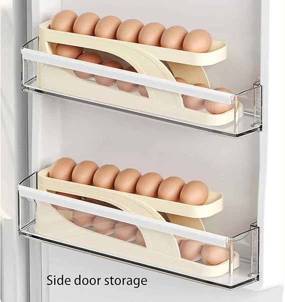 Auto-Rolling 2-Tier Egg Dispenser – Space-Saving Refrigerator Organizer