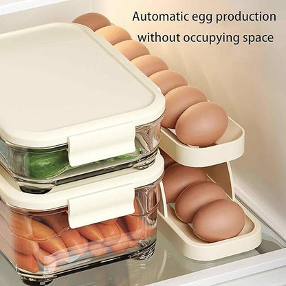 Auto-Rolling 2-Tier Egg Dispenser – Space-Saving Refrigerator Organizer