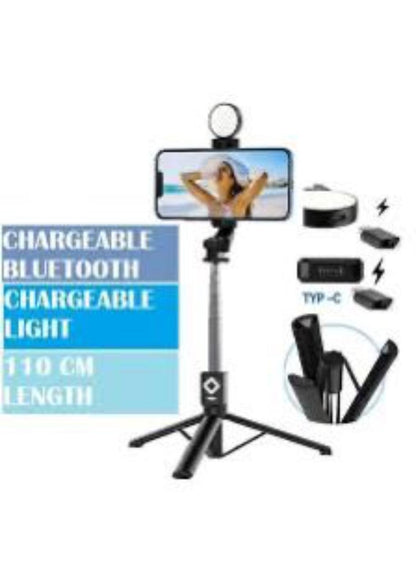 Portable Bluetooth Selfie Stick with LED Light & Tripod | M