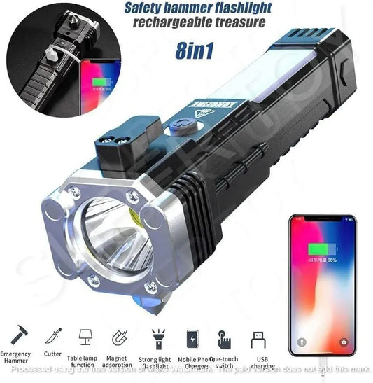 2-in-1 Rechargeable LED Flashlight & Emergency Power Bank | M