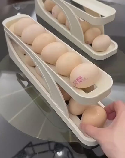 Auto-Rolling 2-Tier Egg Dispenser – Space-Saving Refrigerator Organizer
